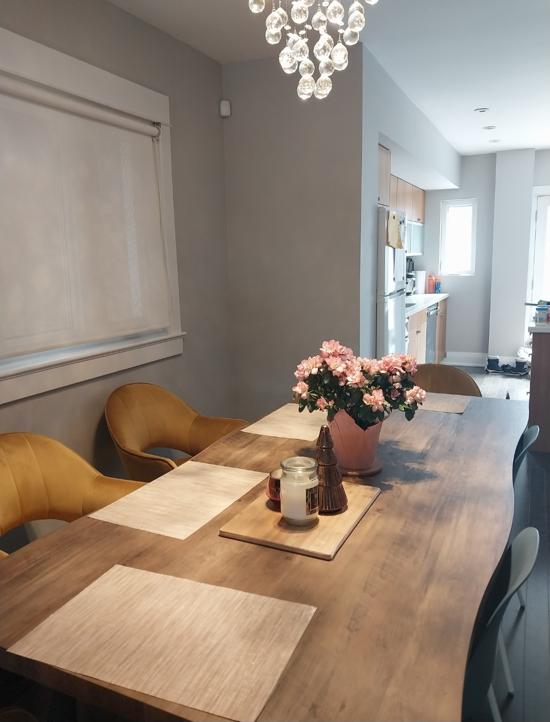 Dining table and chairs.  4 comfortable soft chairs. thumbnail