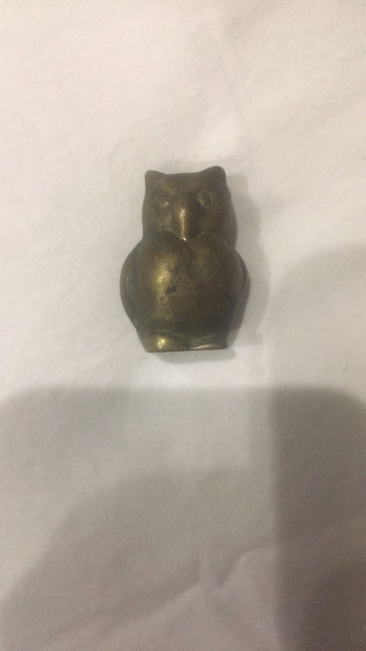 Miniature Owl Solid Brass Hand Carved image indicator(3)