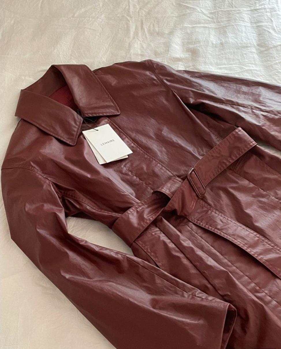 LEMAIRE COATED CANVAS SINGLE BREASTED TRENCH COAT thumbnail