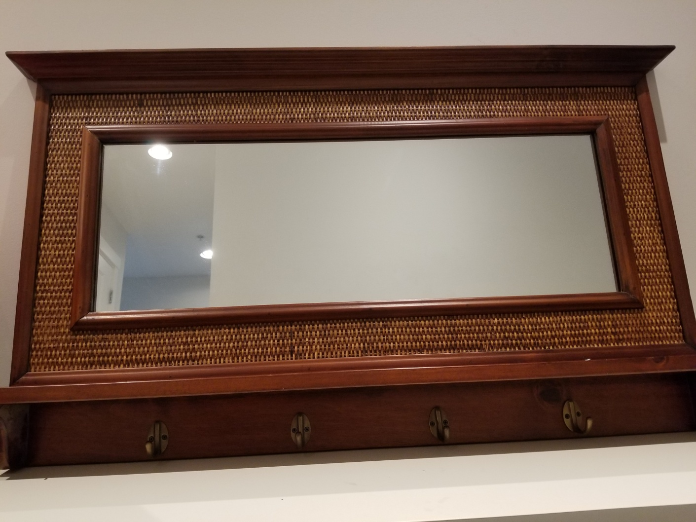 Used Pier 1 Imports Entry Framed Mirror & Bench For Sale