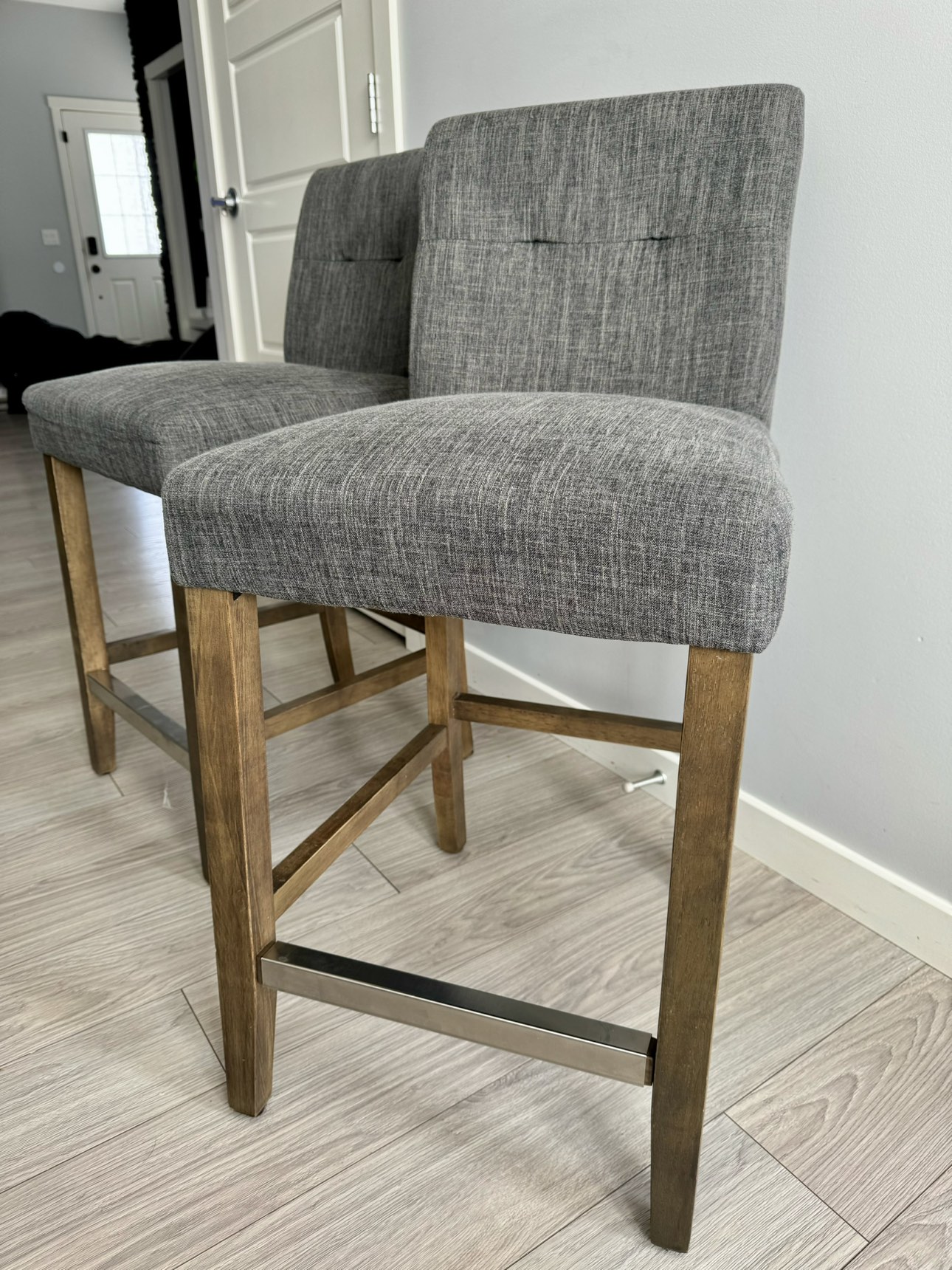 Fabric Dark Wood Counter Stool - photo 3