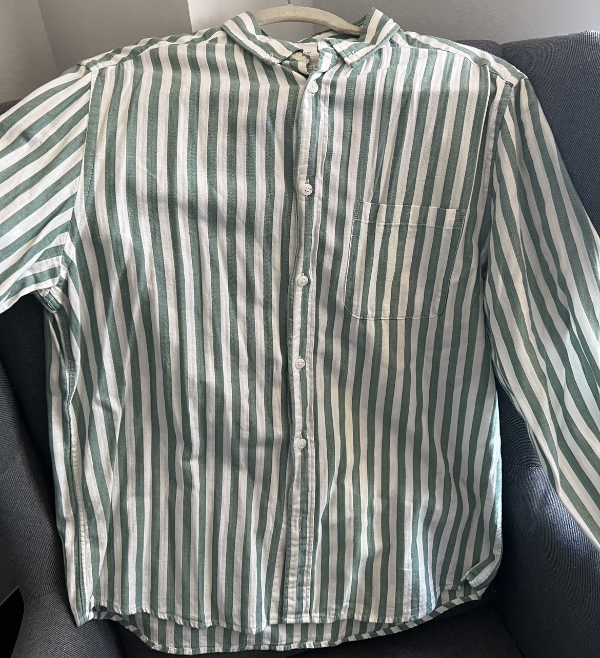 H&M Men’s Green/White Stripe Shirt Size M thumbnail