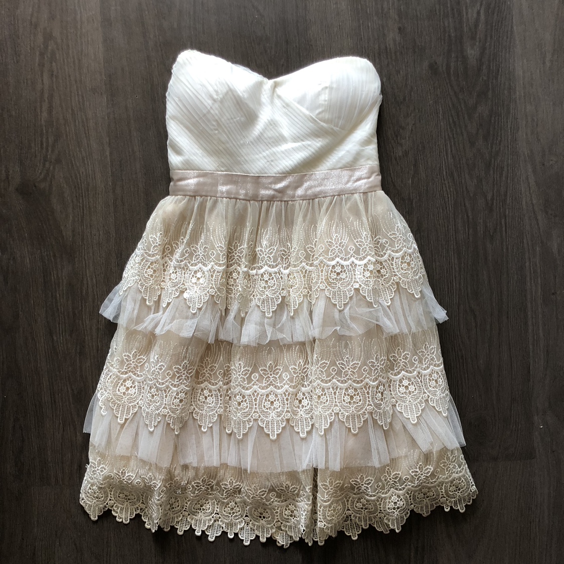 Cute White/Beige Dress image indicator(2)