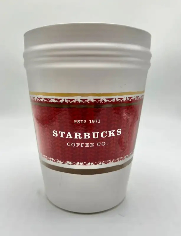 2009 Starbucks Coffee Canister Cookie Jar White Ceramic w/lid