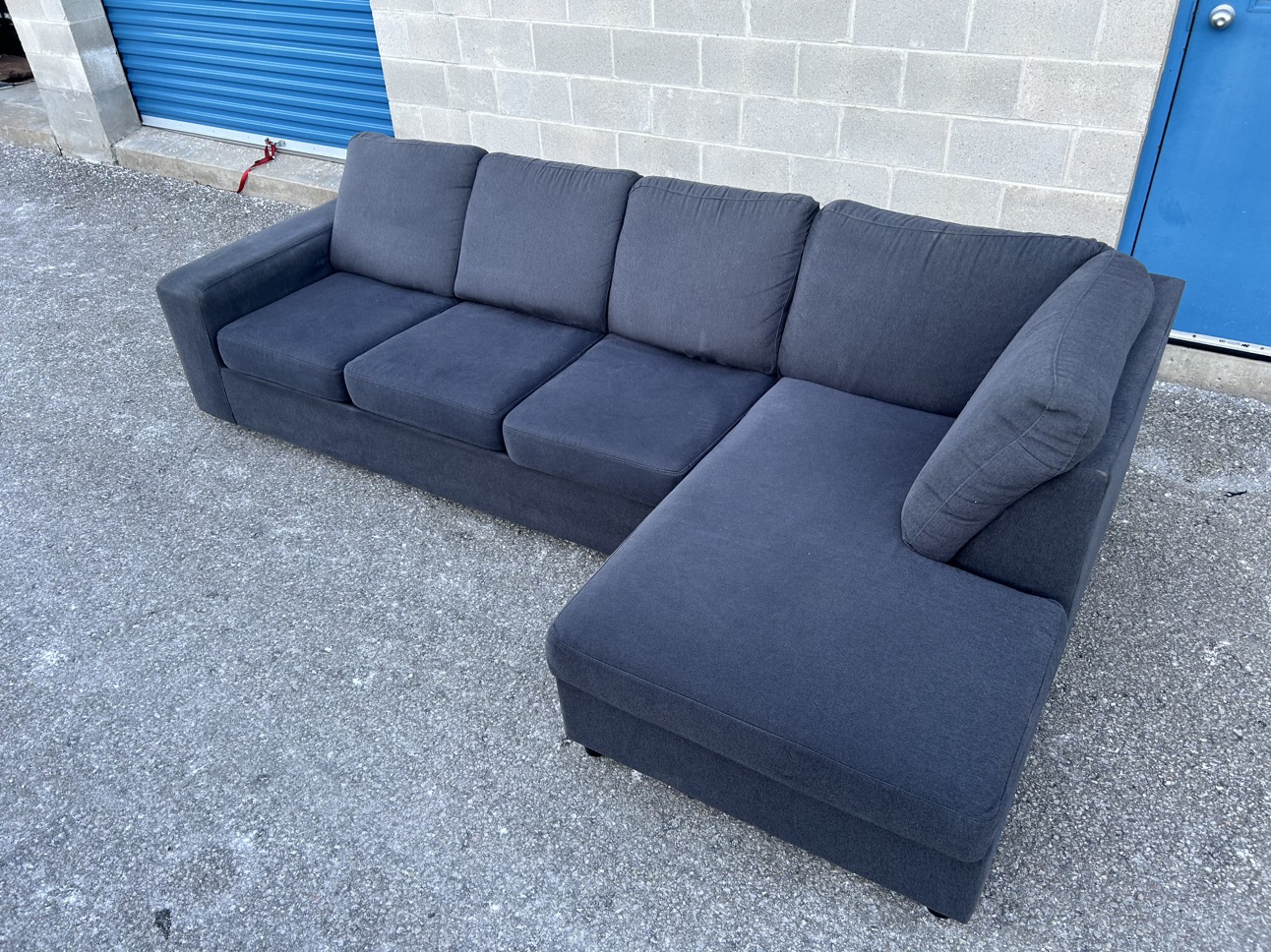 FREE DELIVERY• BLUE THE BRICK SECTIONAL COUCH / SOFA w/ CHAISE - photo 2