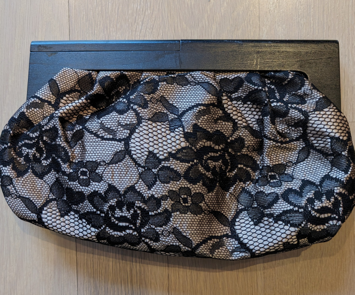 NINE WEST LACE AND WOOD CLUTCH image indicator(2)