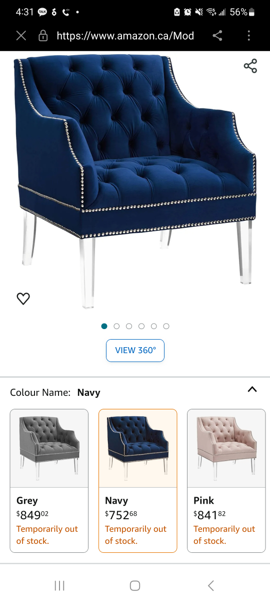 $850-> $250->$160 Luxury Blue Velvet Sofa - used for display image indicator(2)