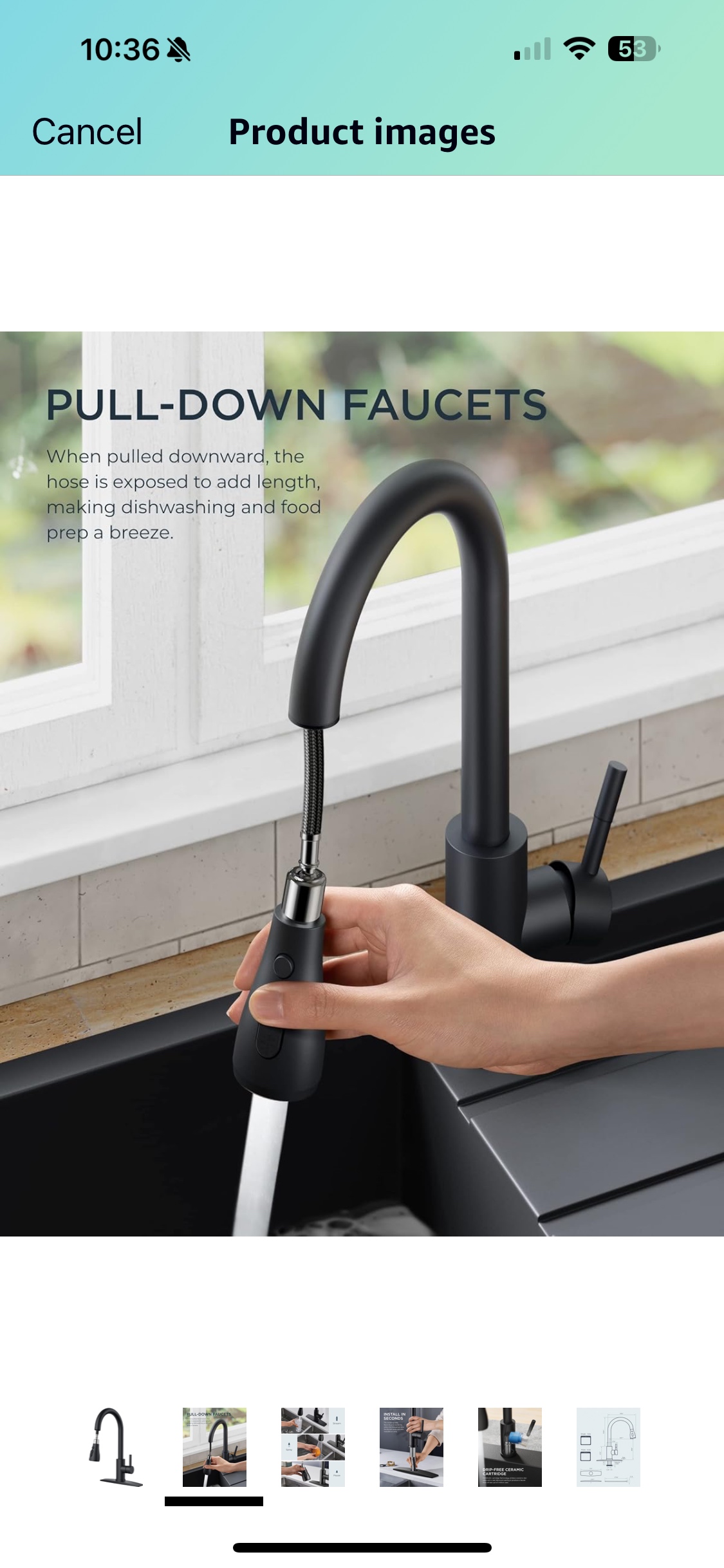 Matte Black Kitchen Faucet with Pull Down Sprayer image indicator(5)