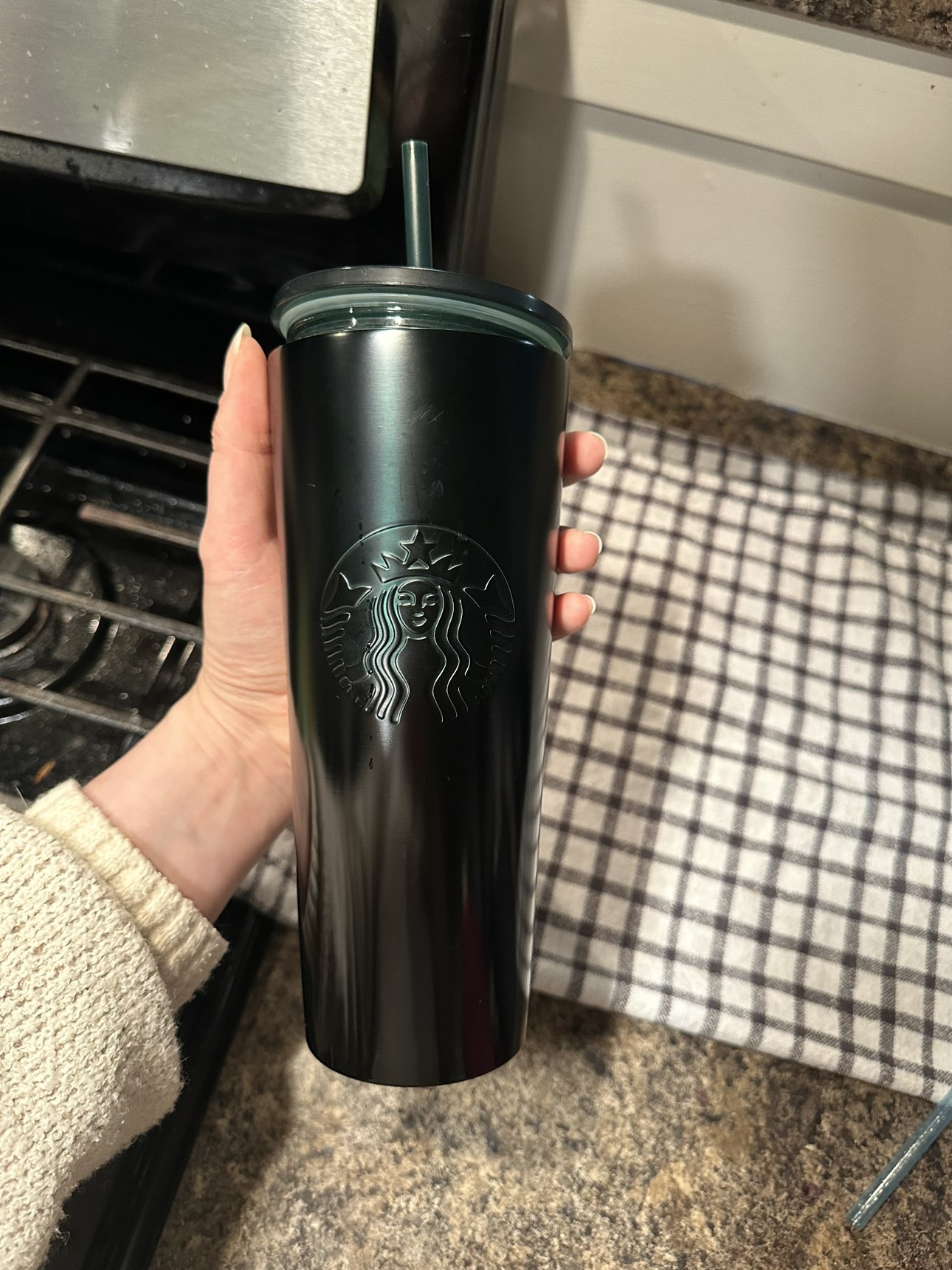Dark green Starbucks insulated tumbler