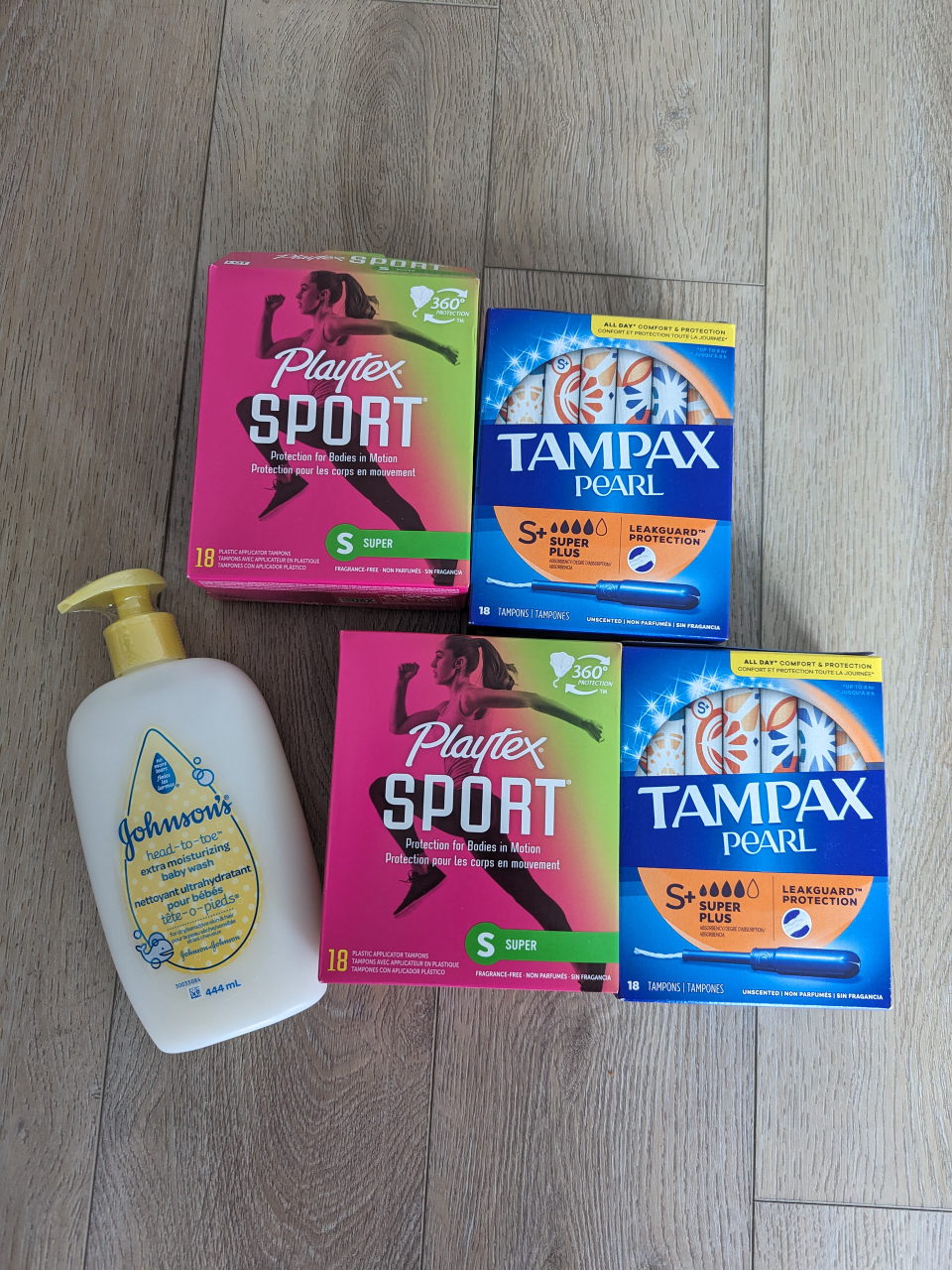 Playtex Tampax tampons and johnsons baby shampoo