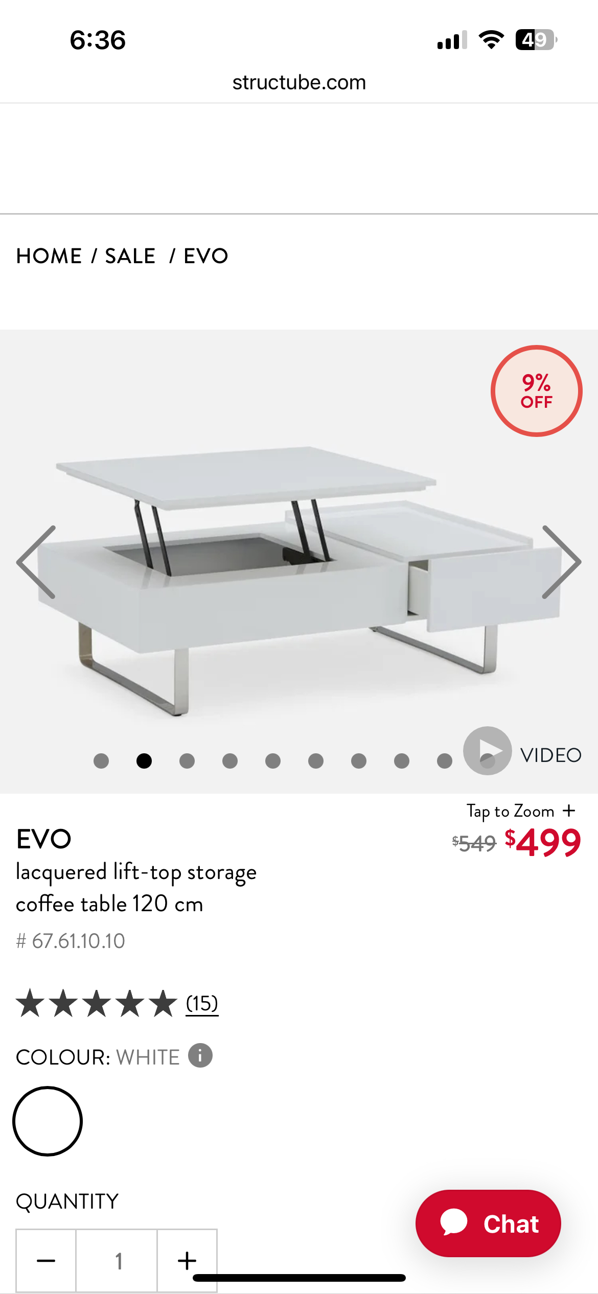 Structube Coffee Table WHITE Karrot