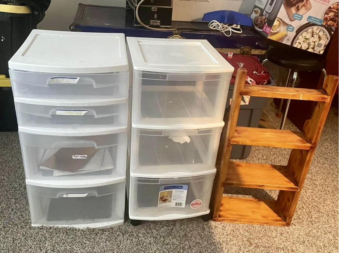 3 drawer storage unit on wheels