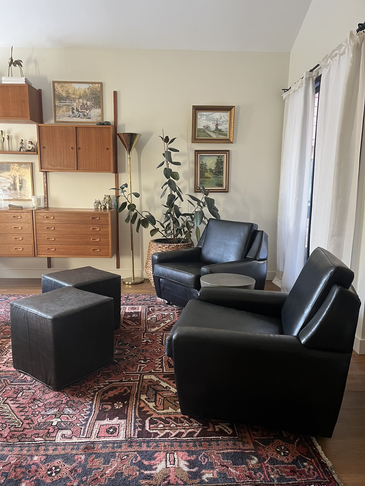1970s High End German Made Mid Century Chairs with Ottomans
