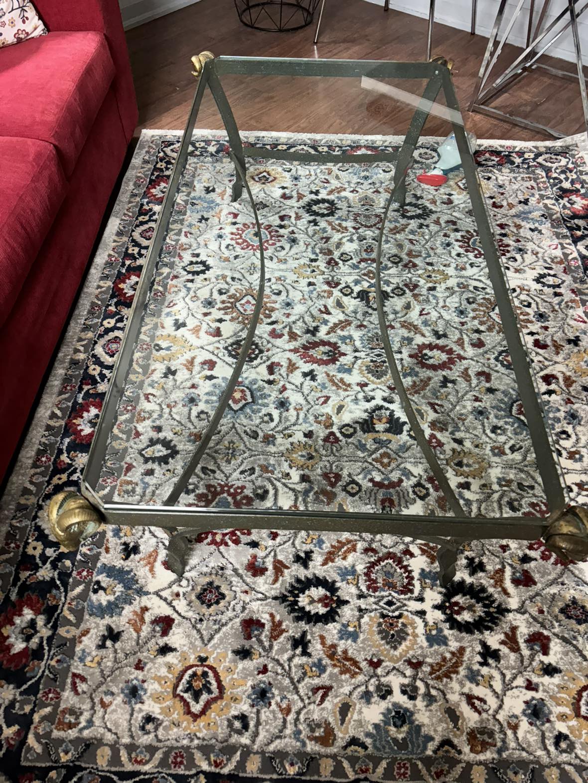Glass top and steel leg coffee table - photo 3