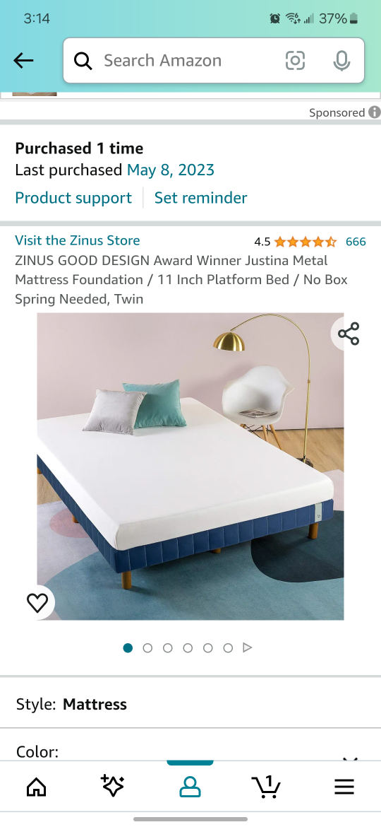 Zinus 12 inch twin mattress + 11 inch twin frame - photo 2