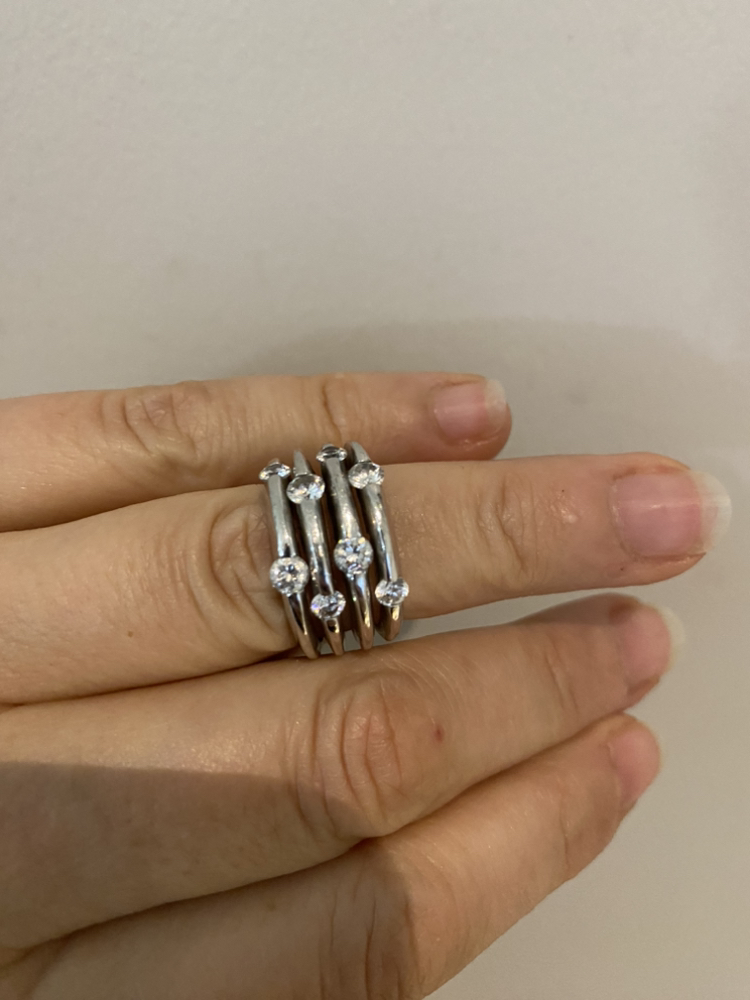 Size 7 Sterling Silver Ring with Diamonelle image indicator(4)