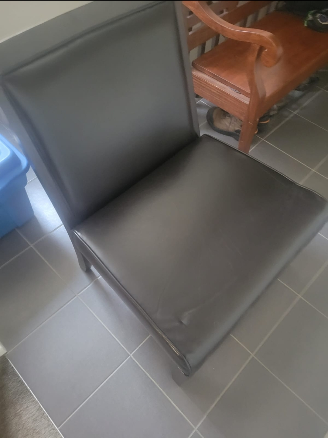 Wide Bottom / High Back - Faux Leather Chairs x2 (both) - photo 2