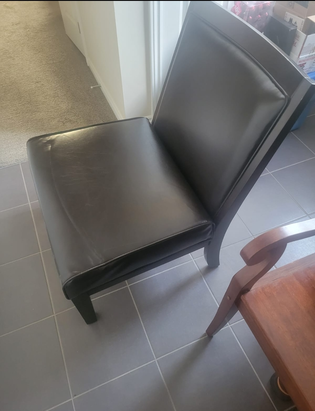 Wide Bottom / High Back - Faux Leather Chairs x2 (both)