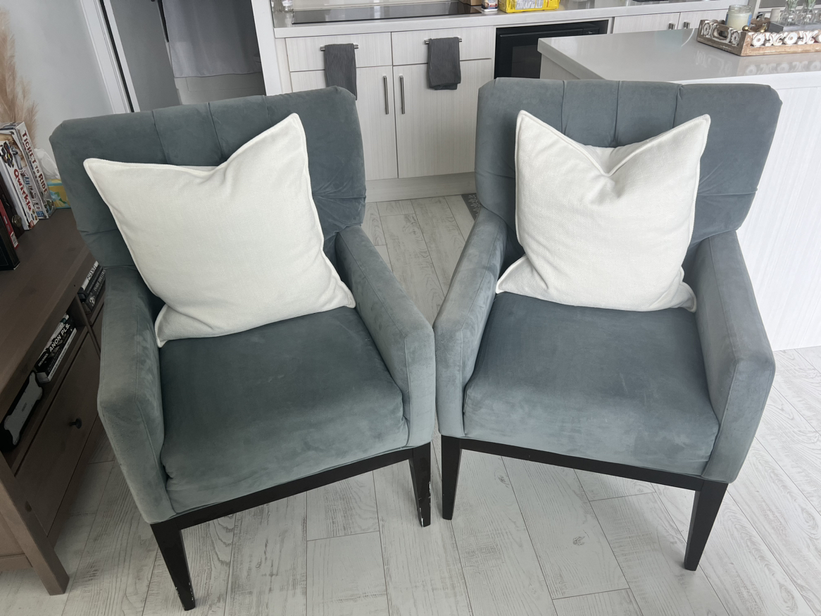 Blue/Grey velvet chairs thumbnail