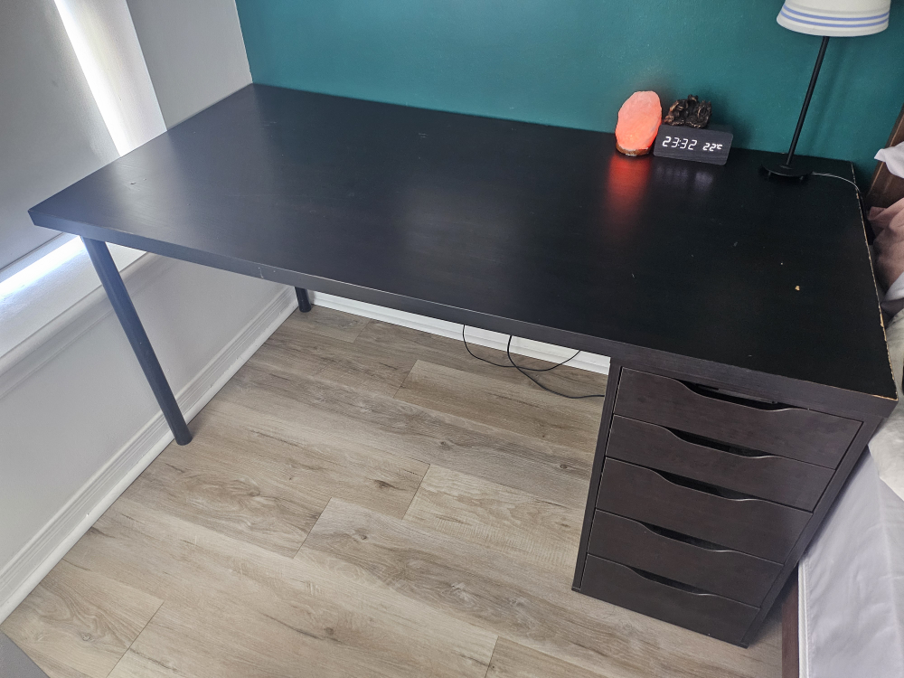 lagkapten long Ikea desk + drawer cabinet