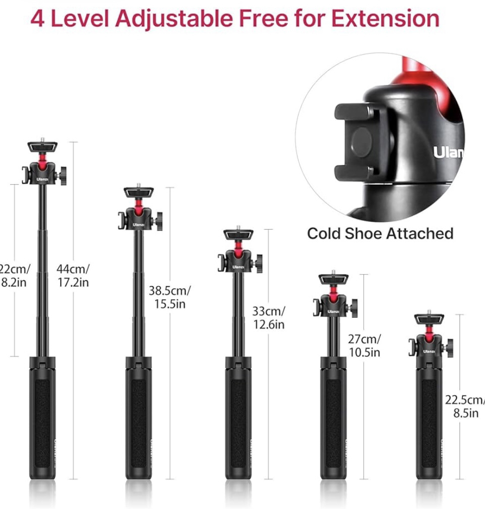 Extendable Phone Camera Tripod, 4 Levels Adjustment 360° image indicator(6)
