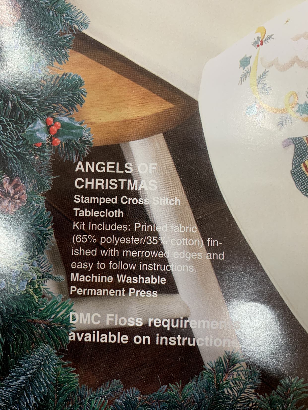 Bucilla Christmas Cross Stich Tablecloth 60” x 104” image indicator(2)