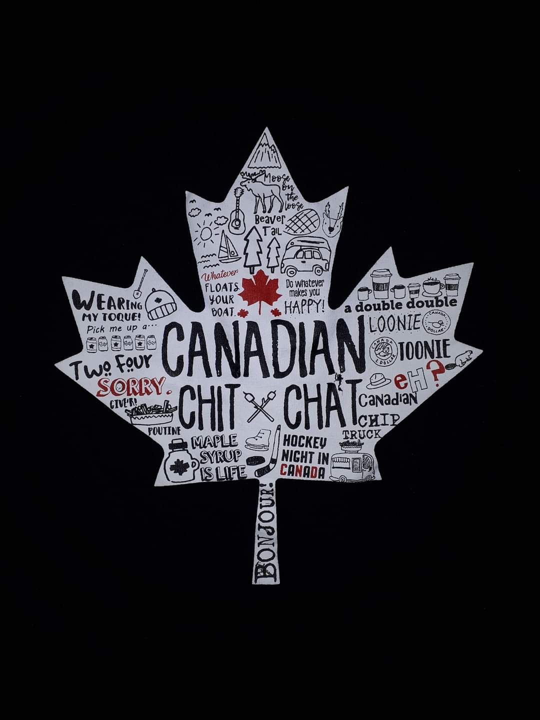 Maple Leaf Flag with Canadian Themed CHIT CHAT T-Shirt. #S #M image indicator(2)
