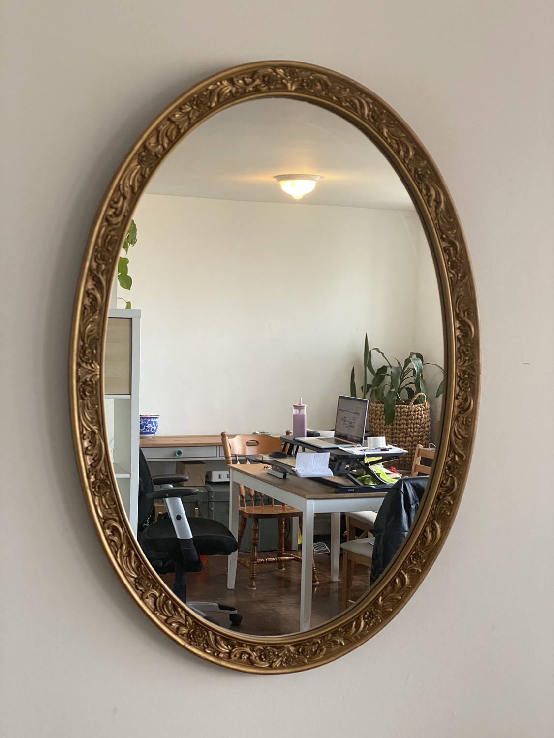 Large Oval Mirror Gold with details