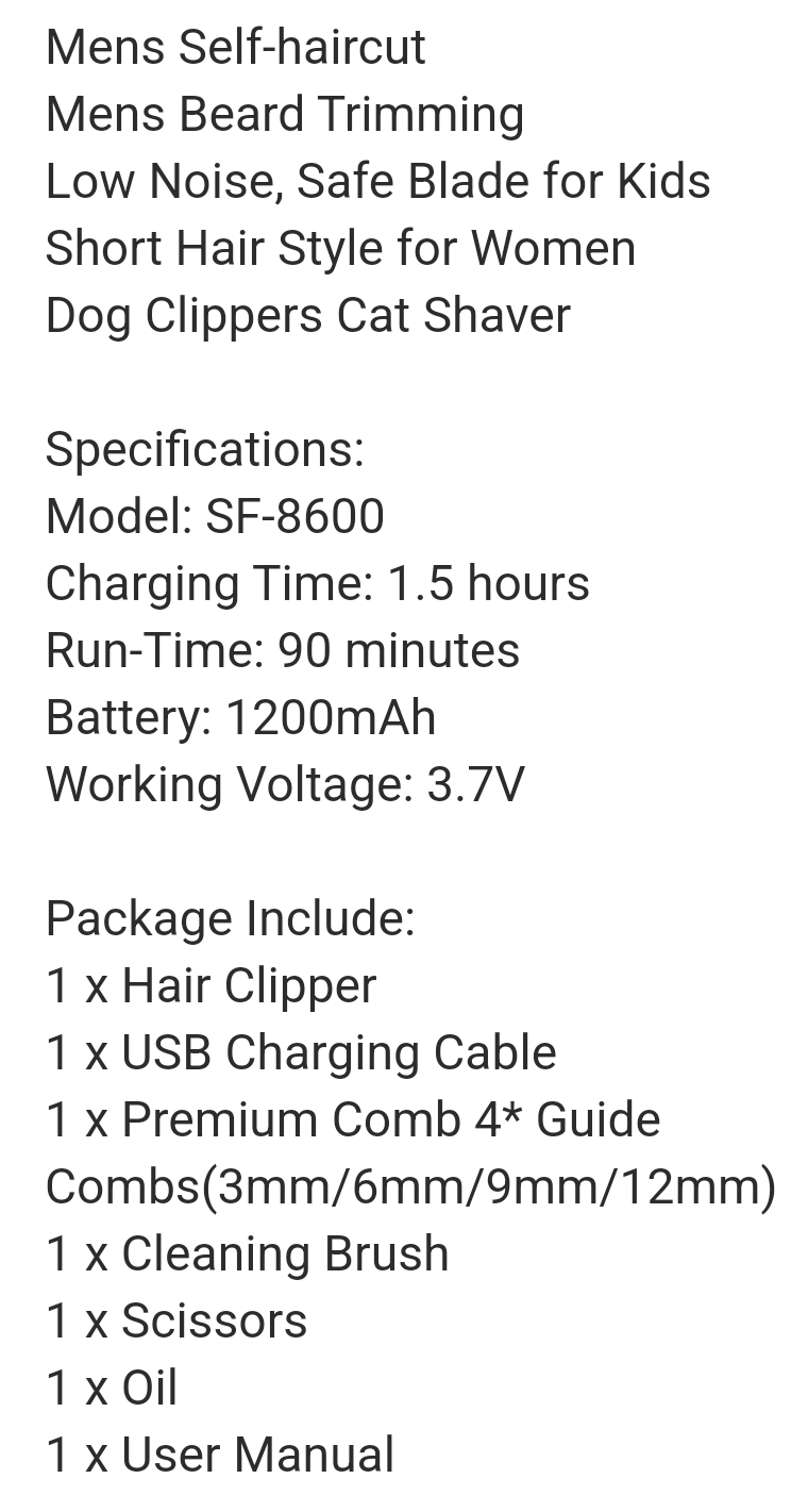 Brand New Soarfly Rechargeable Hair Clipper - photo 5