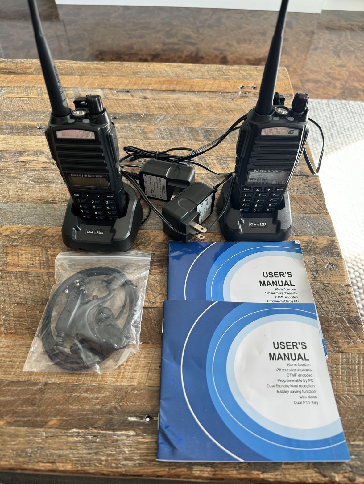 Set of 2 Walkie Talkies VHF/UHF FM Dual Band Two Way Radios thumbnail