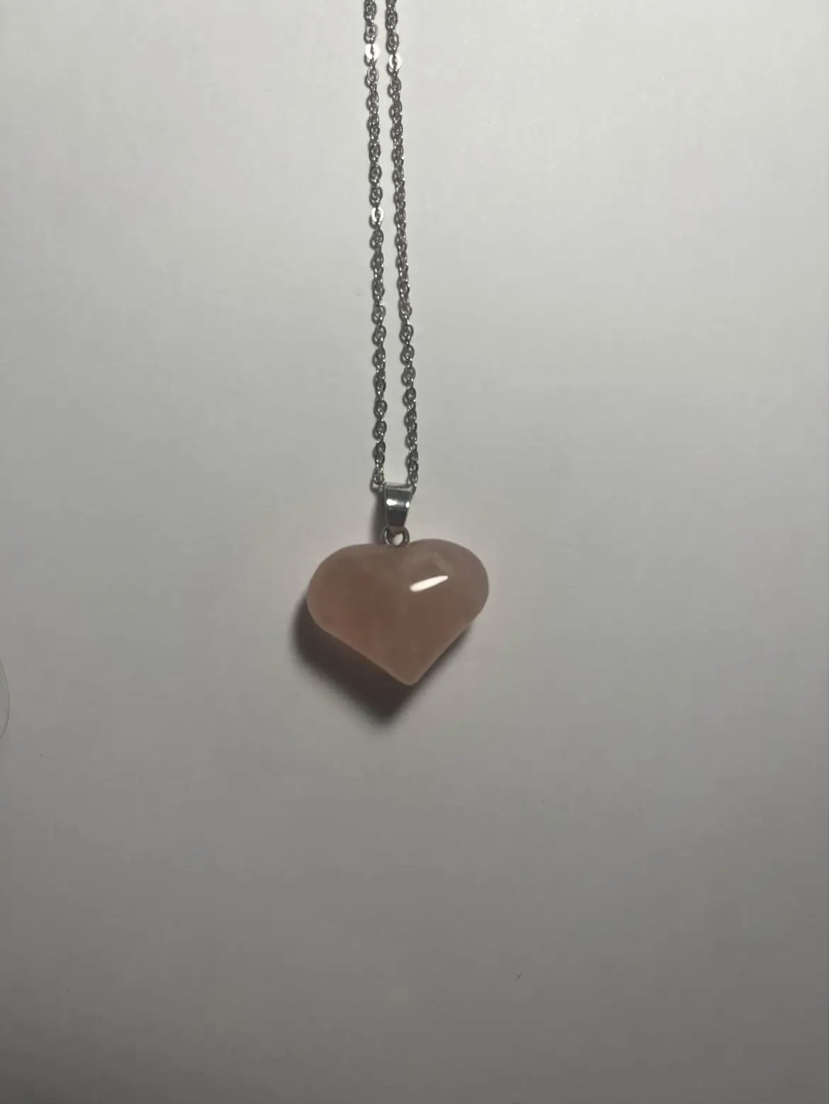 Heart Shaped Rose Quartz Crystal Necklace