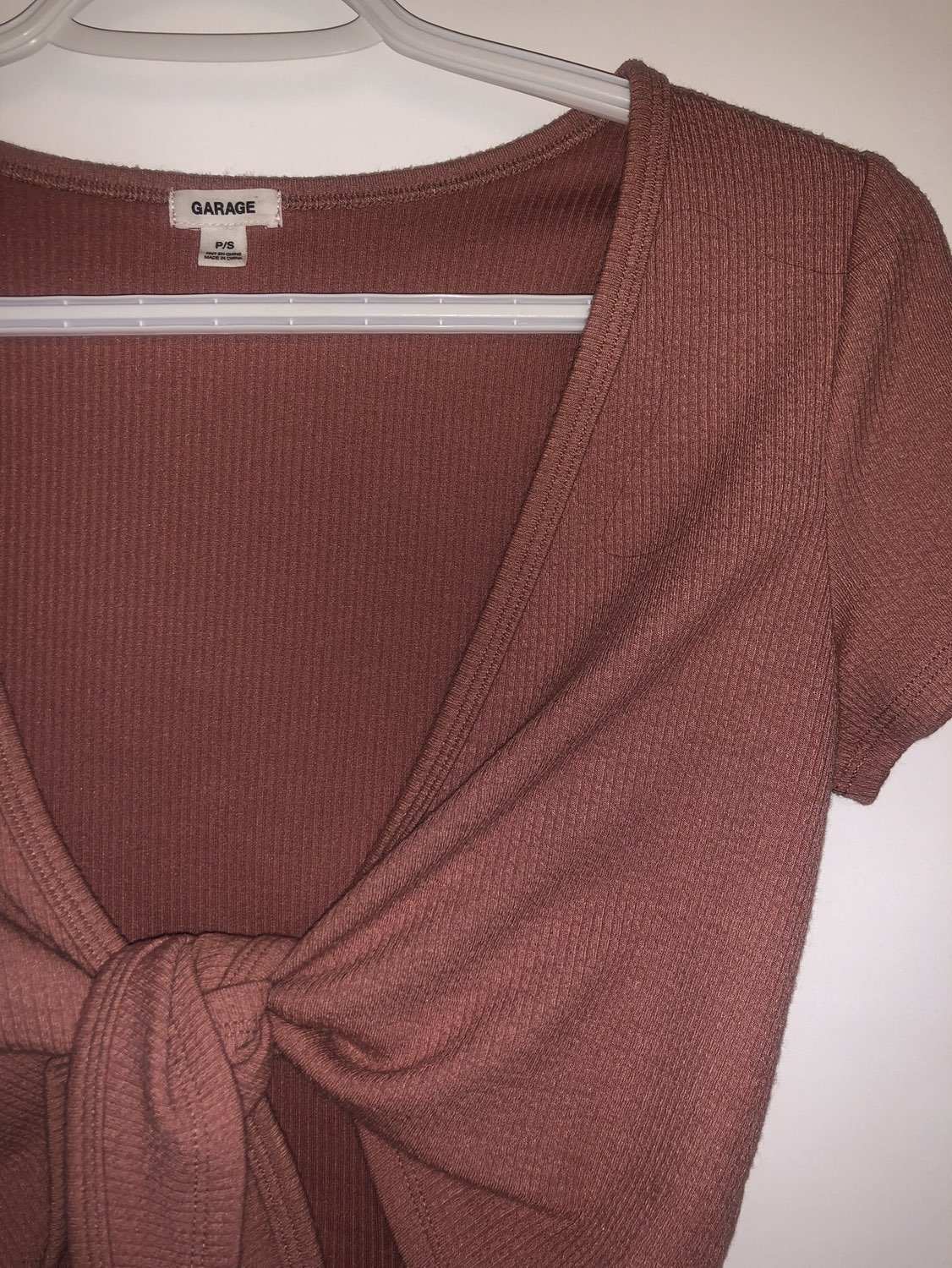 Knot front tie top in ash rose pink - photo 2