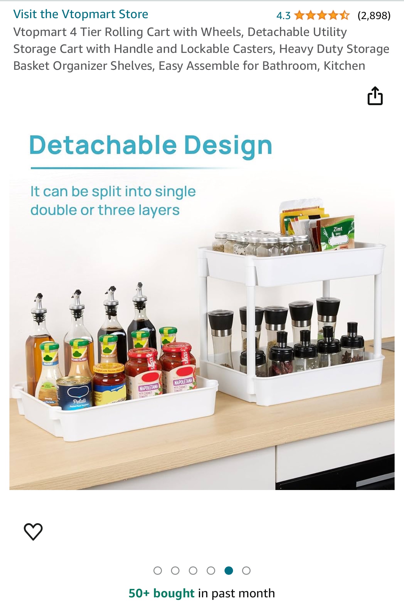 Elegant 4-Tier Detachable Storage Cart with Wheels - photo 5