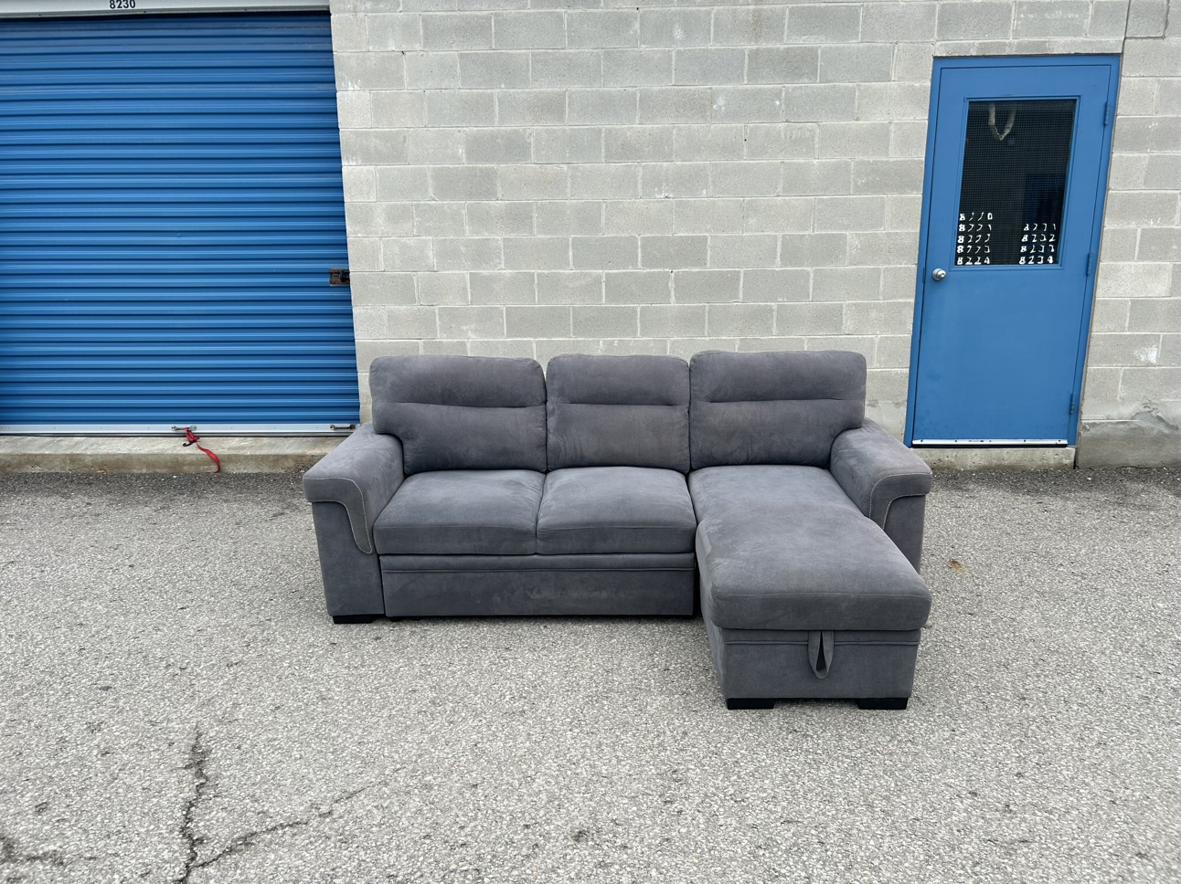 FREE DELIVERY•BRASSEX GREY SECTIONAL COUCH / SOFA BED w/ STORAGE