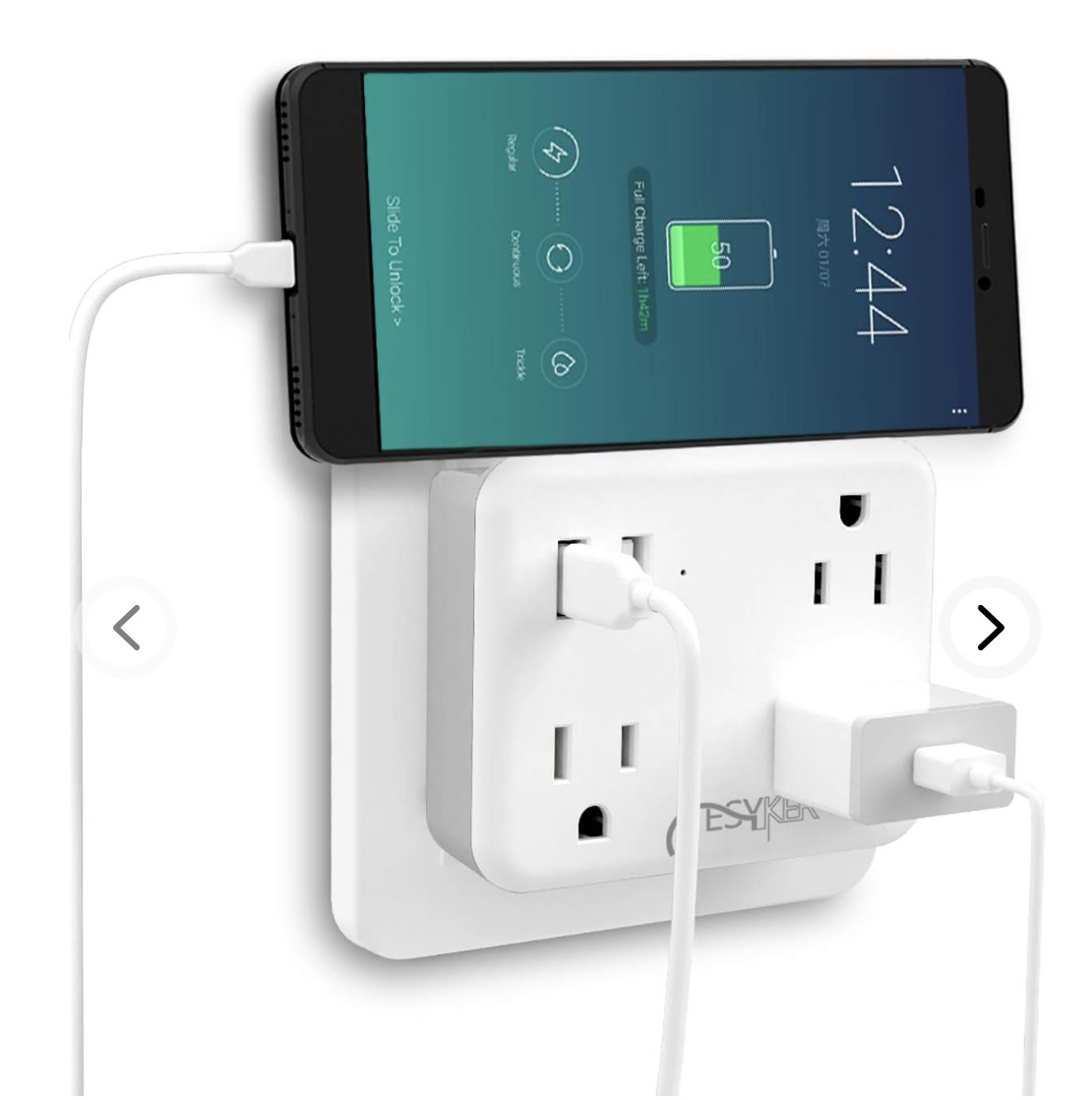 Travel Power Strip 3 Outlet 2 USB Charger Port Multi