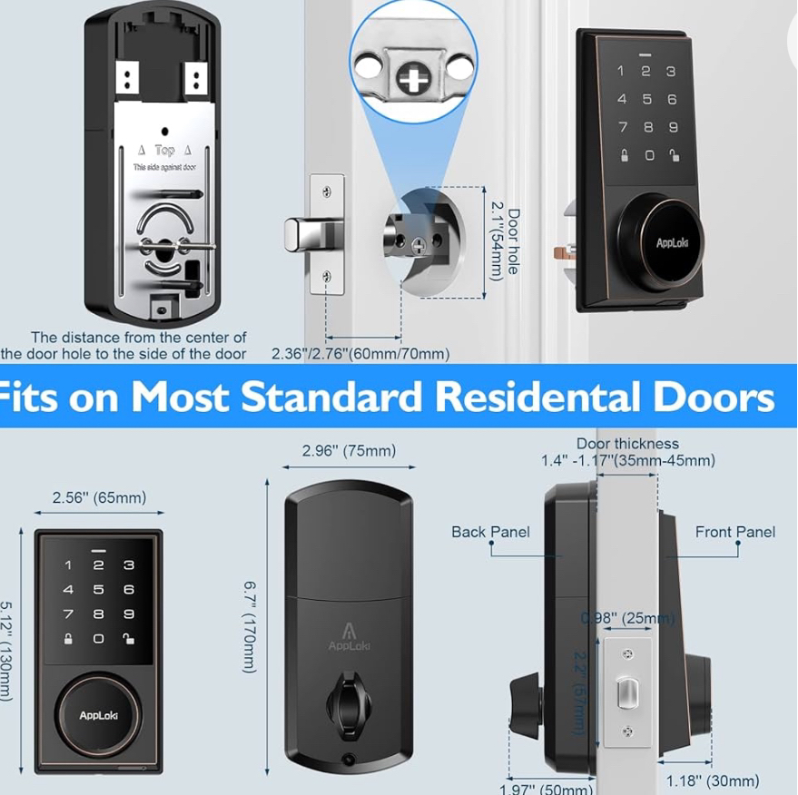 Smart Lock, Touchscreen Keypad Door Lock with Deadbolt, image indicator(3)