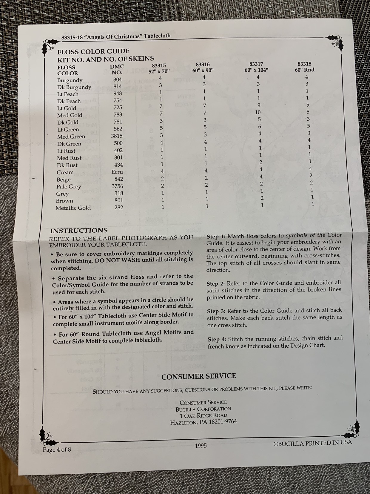 Bucilla Christmas Cross Stich Tablecloth 60” x 104” image indicator(4)