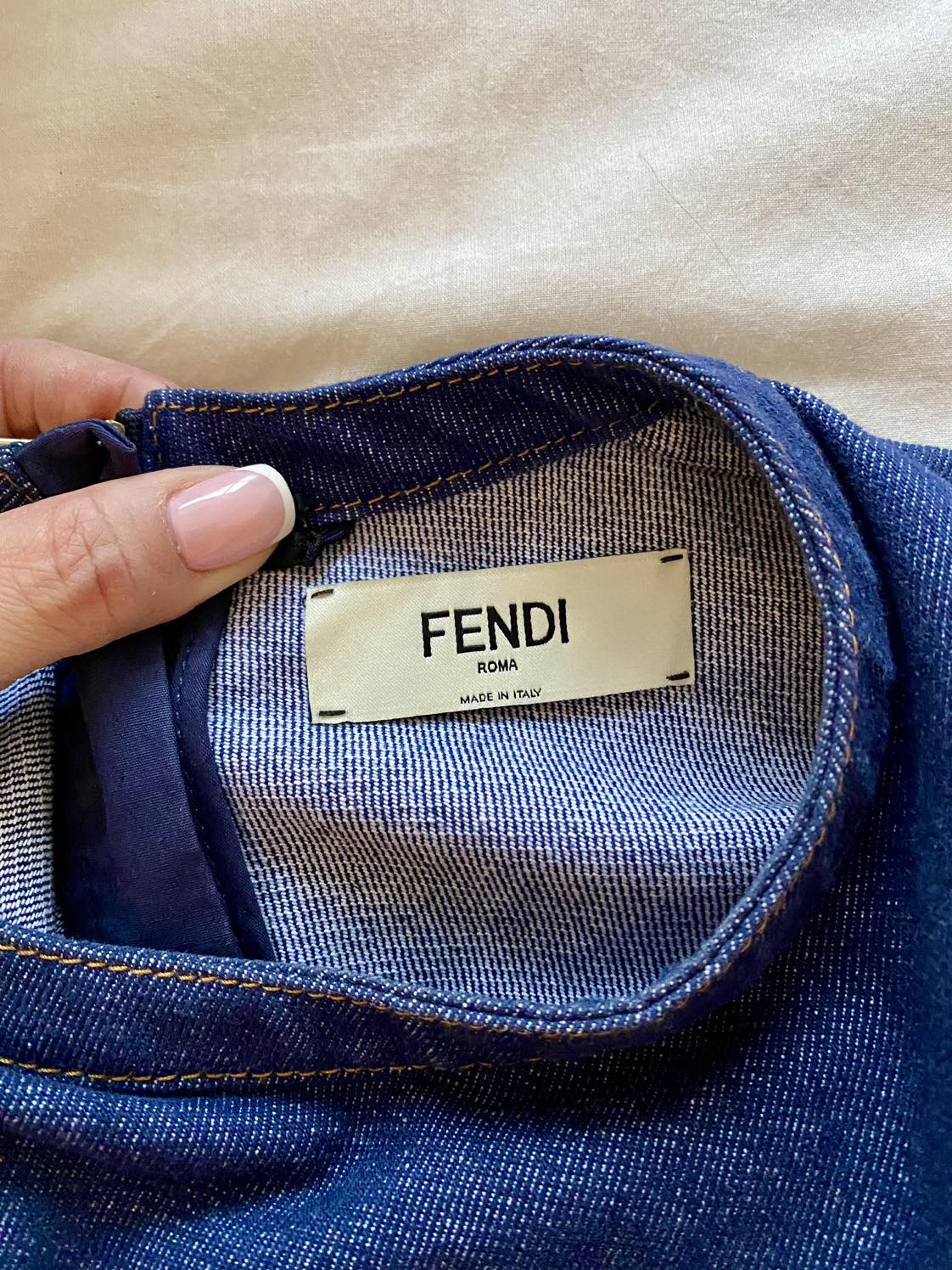 Fendi Belted Crewneck Mini Dress - Size: 6 image indicator(9)