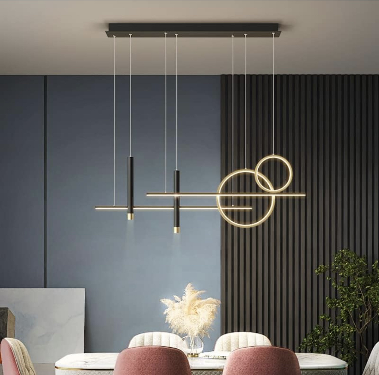 USED Modern Gold & Black Chandelier Lights-Pendant Light thumbnail