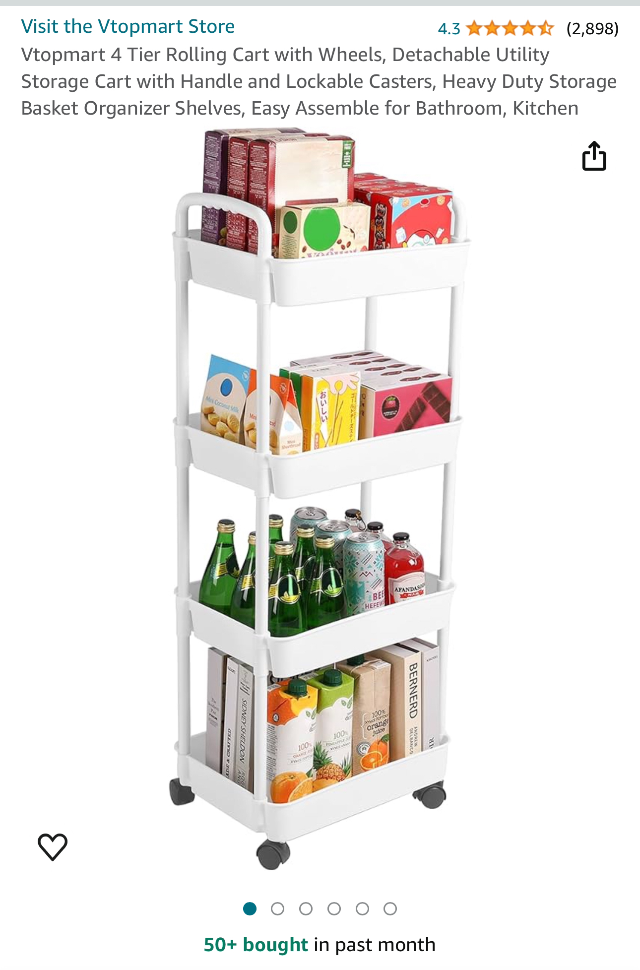 Elegant 4-Tier Detachable Storage Cart with Wheels