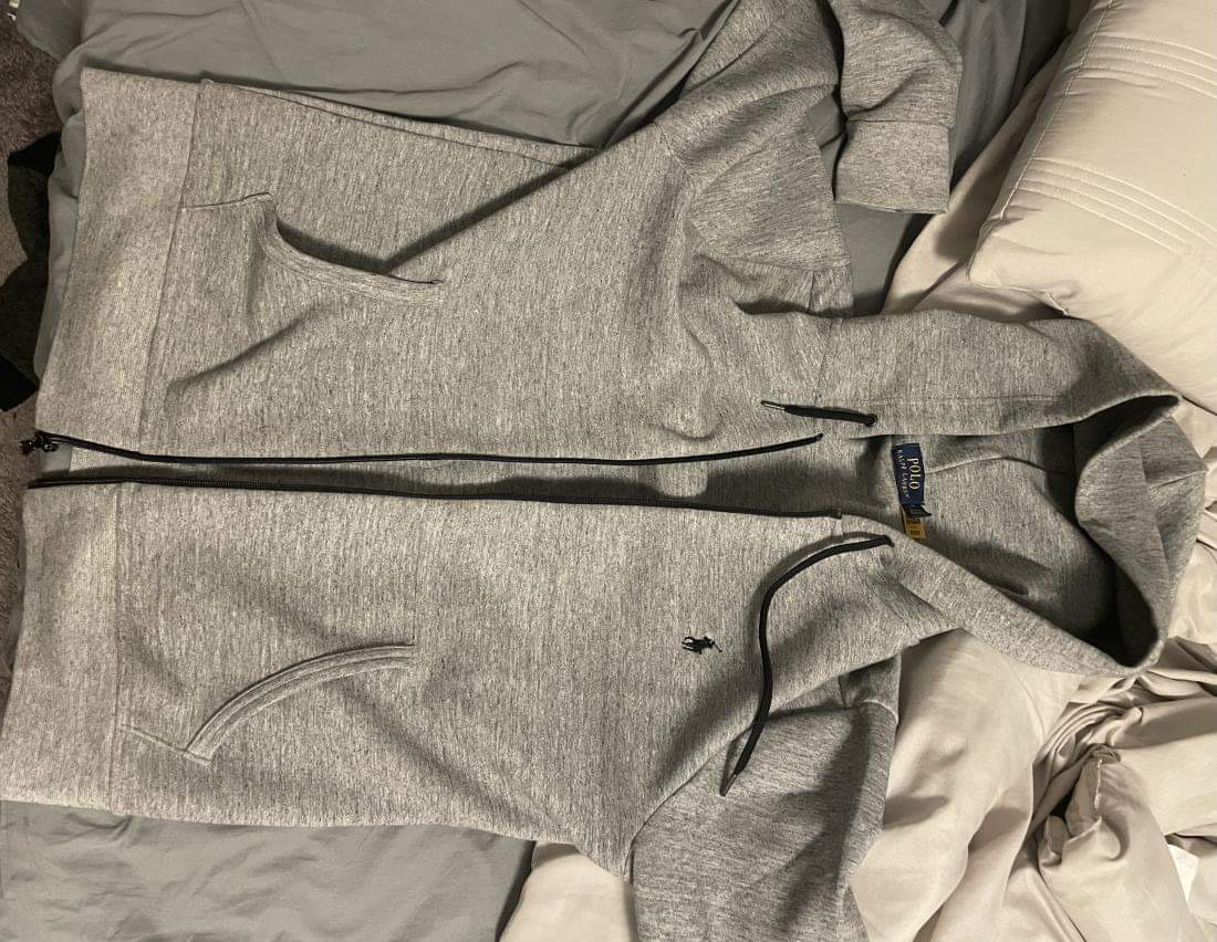 Polo ralph lauren gray zip up hoodie