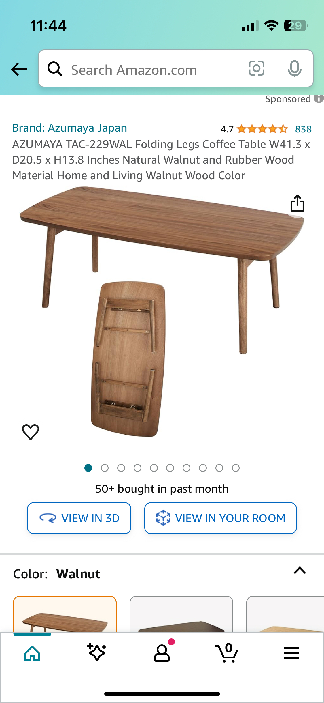 Walnut foldable coffee table - photo 5