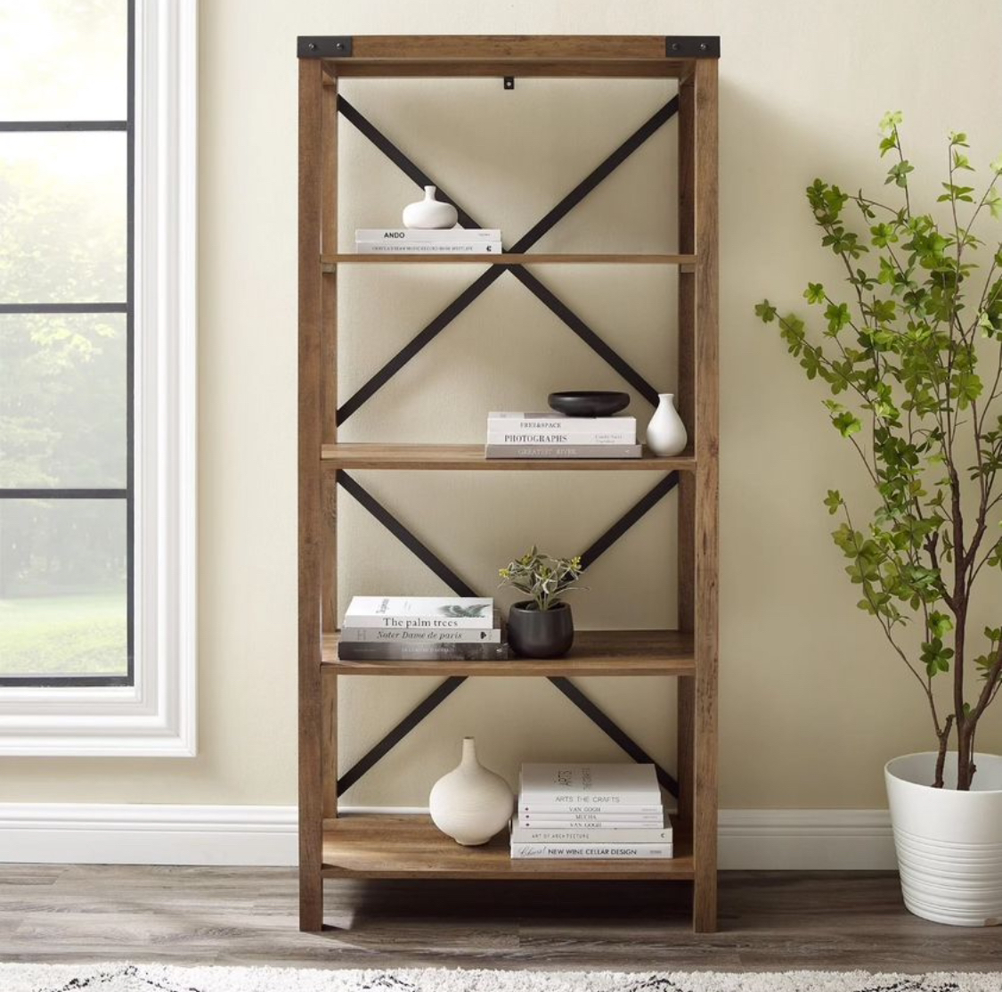 Rustic oak bookcase/shelf thumbnail