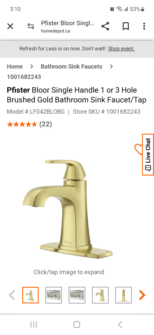 gold brushed faucet - brand new never used