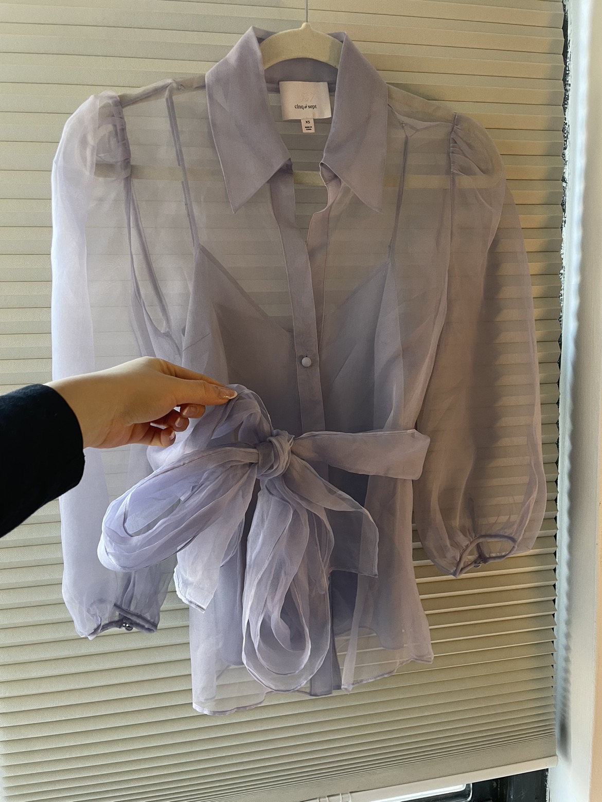 Cinq a sept purple silk chiffon blouse