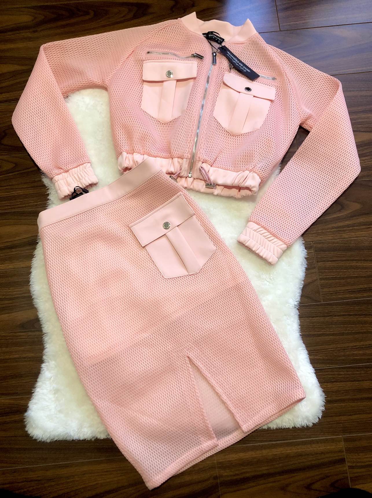 New with tags MDV set mesh Pink jacket and skirt - photo 2