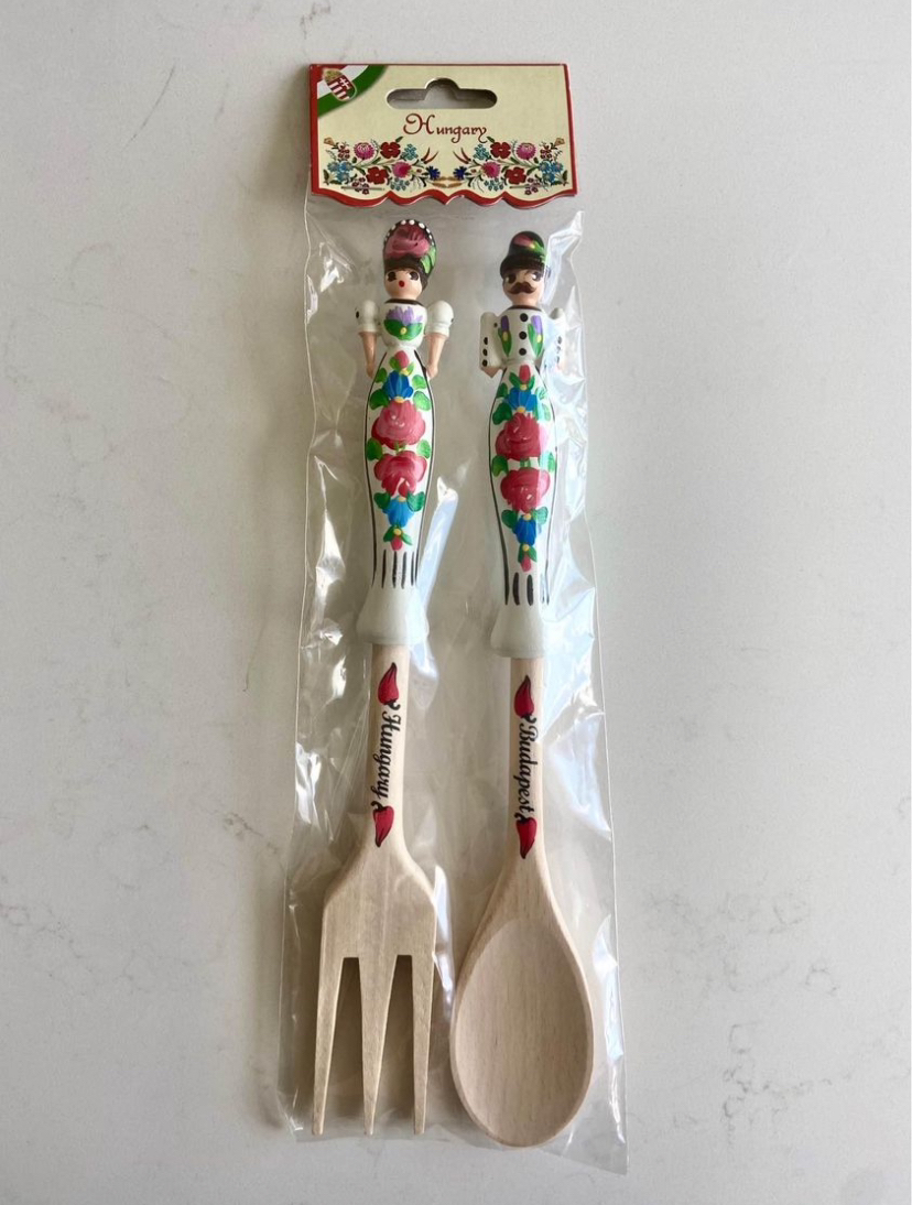 Wooden Salad Servers / Hungarian Souvenier