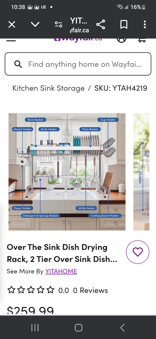 over the sink dish rack