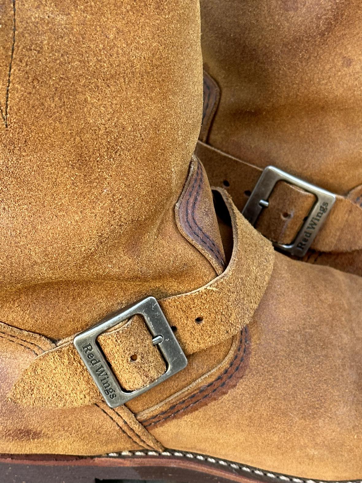 RARE Redwing 2992 Burnt Orange Roughout Engineer Boots image indicator(9)