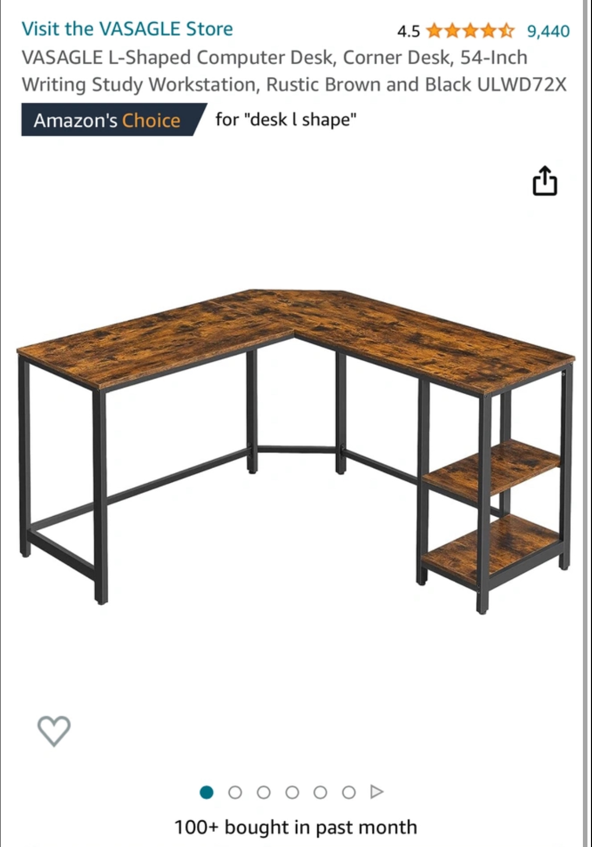 Vasagle L Shaped Computer Desk (As it is from Amazon) thumbnail